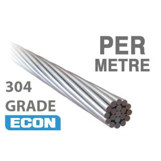 WE08119-304-MTR - Wire Rope Econ 8mm 1x19 AISI 304 Per Metre